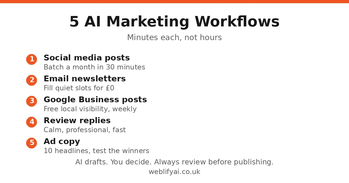 AI marketing workflows for small business