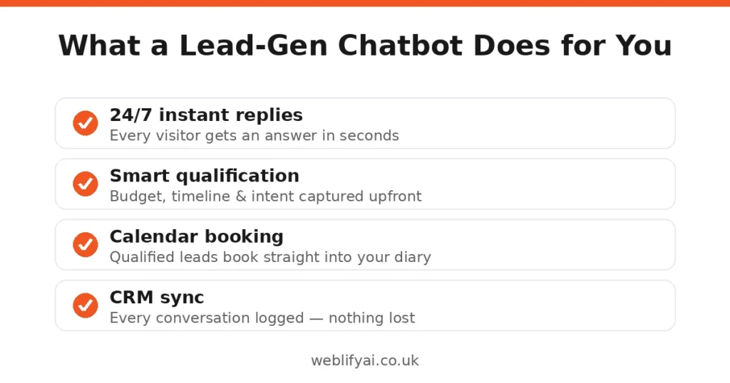 Benefits of a lead-generation chatbot infographic