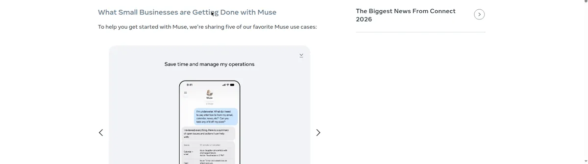 Muse for small business product demo