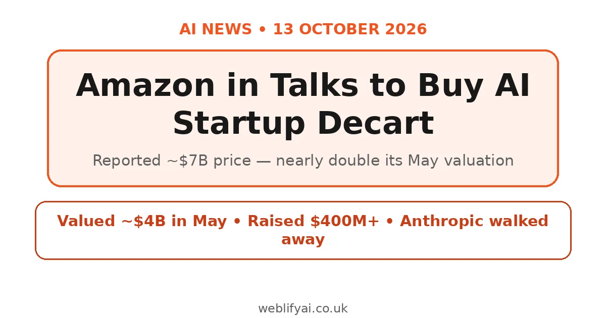 Amazon in $7B Talks to Buy AI Startup Decart