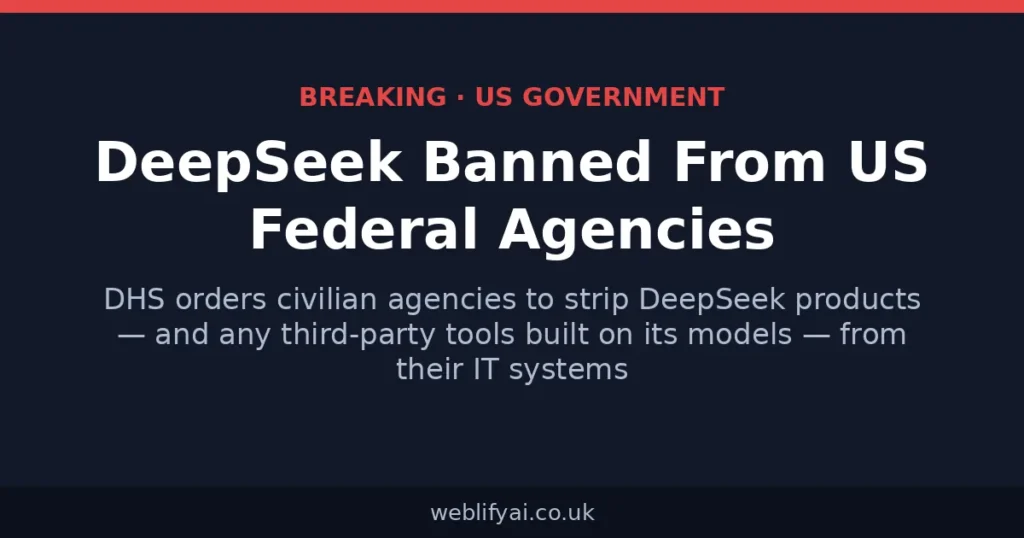 DeepSeek banned from US federal agencies news graphic