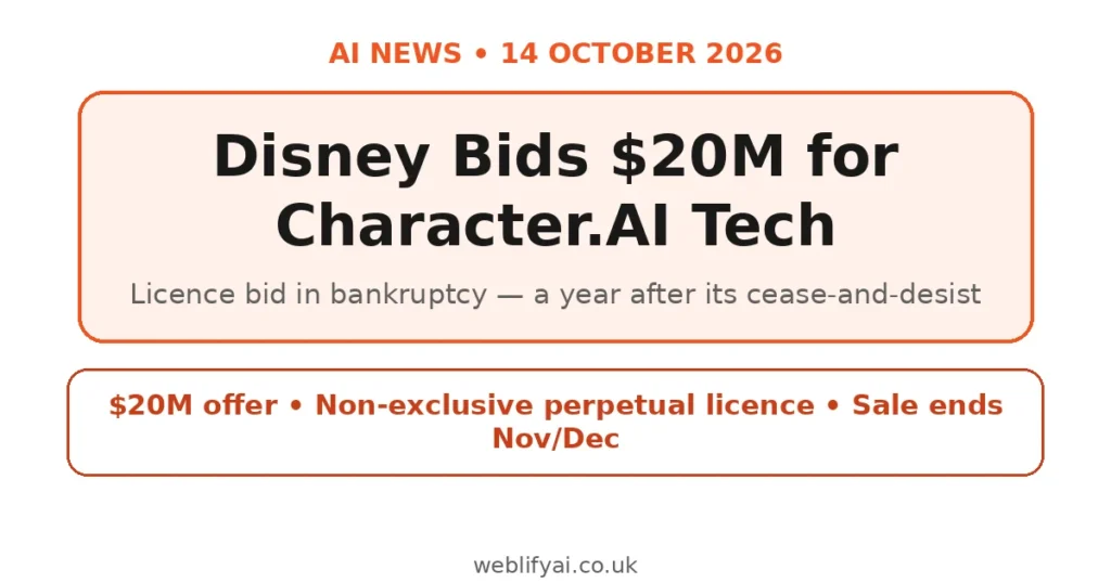 Disney Offers $20M for Character.AI's Chatbot Tech — Full Story