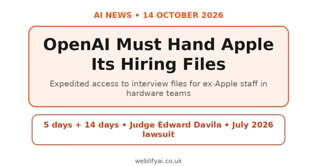 Judge Orders OpenAI to Hand Apple Hiring Records — Why It Matters