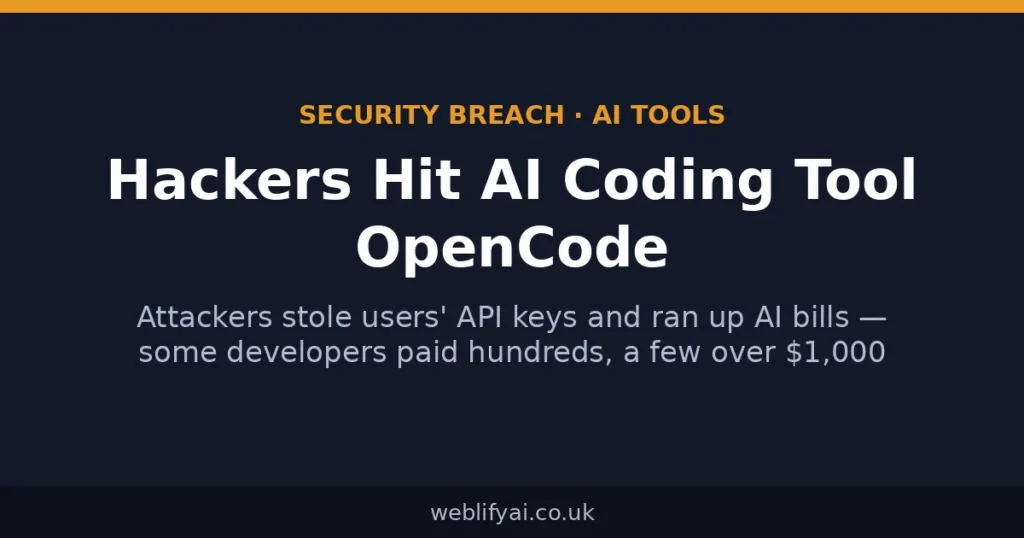 OpenCode hack stolen API keys news graphic