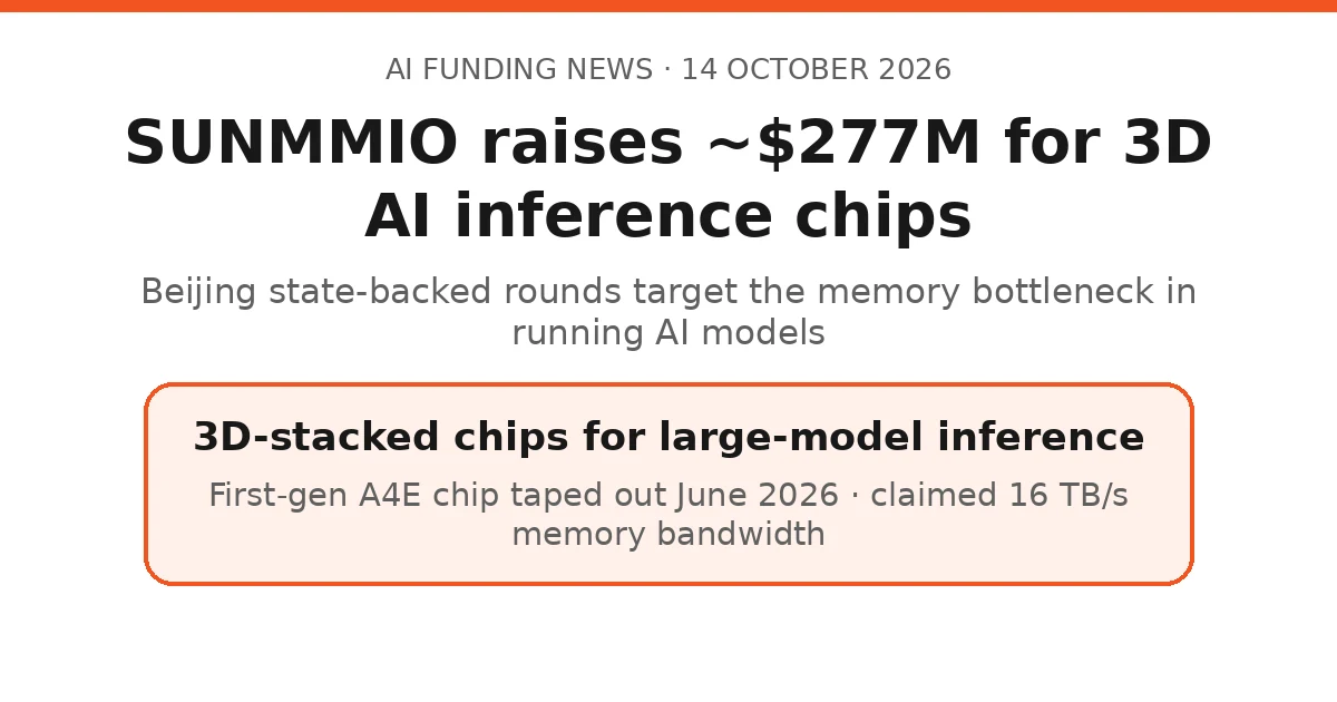 SUNMMIO Raises $277M for 3D AI Inference Chips